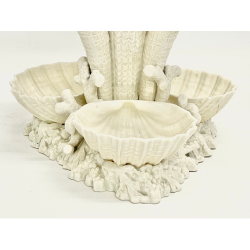 24 - A late 19th century 2nd period Belleek pottery Marine centrepiece. 22x22x28cm