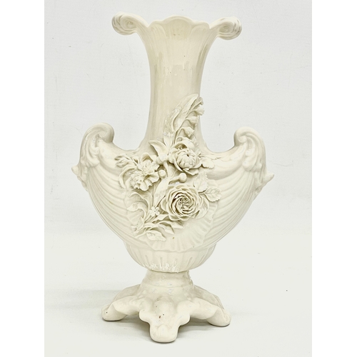 25 - A late 19th century 2nd period Belleek pottery ‘Prince Arthur’ vase. 18x27cm