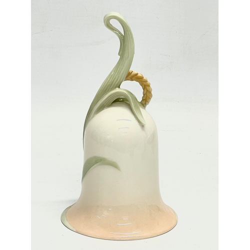 74 - 2 pieces of Franz ‘Dragonfly’ porcelain. A vase and bell. Bell measures 16cm