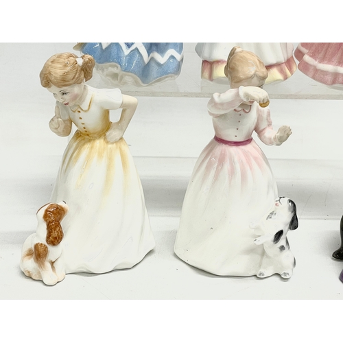 198 - A collection of 10 small Royal Doulton figurines. Royal Doulton Picnic 10x11cm. Royal Doulton Home A... 