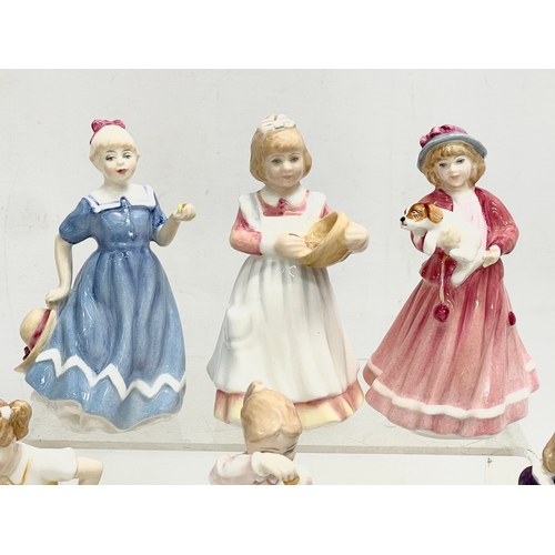 198 - A collection of 10 small Royal Doulton figurines. Royal Doulton Picnic 10x11cm. Royal Doulton Home A... 