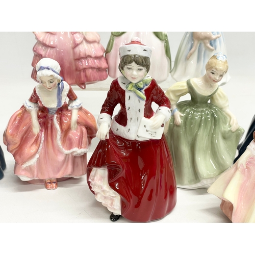 201 - A collection of 9 small Royal Doulton figurines and a Staffordshire Francesca ‘Francis’ figurine. Ro... 