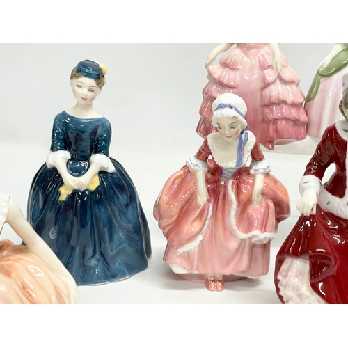 201 - A collection of 9 small Royal Doulton figurines and a Staffordshire Francesca ‘Francis’ figurine. Ro... 