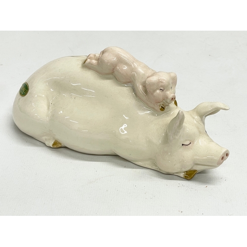 220 - A collection of Beswick pottery animals. ‘Piggy Back’ pigs 17cm. 3 deers, largest 14x15cm. A Beswick... 