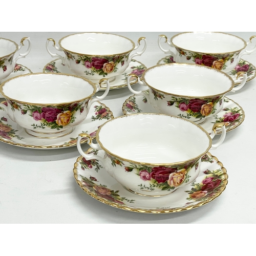 32 - A set of 6 1962 Royal Albert LTD ‘Old Country Roses’ soup bowls and 6 saucers.