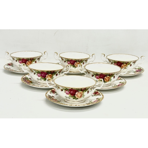 32 - A set of 6 1962 Royal Albert LTD ‘Old Country Roses’ soup bowls and 6 saucers.