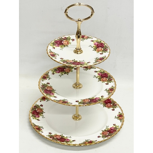 34 - A Royal Albert ‘Old Country Roses’ 3 tier cake stand. 26x34cm