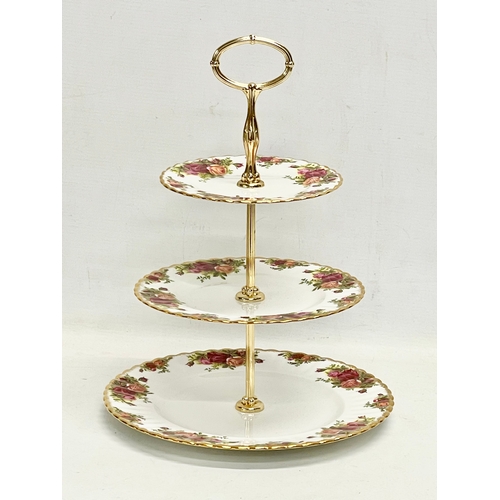 34 - A Royal Albert ‘Old Country Roses’ 3 tier cake stand. 26x34cm