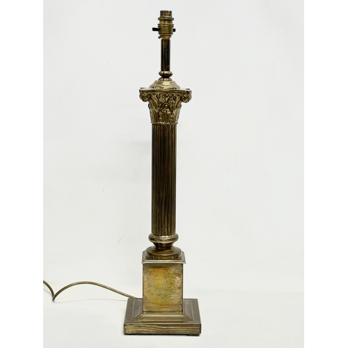 86 - A large vintage Corinthian style brass table lamp. 64.5cm