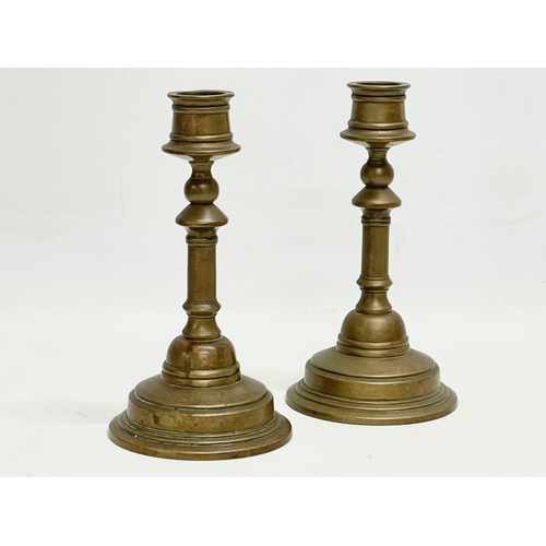 38 - A pair of rare Gusums Bruk brass candlesticks. Sweden. Circa 1900. 10x19cm