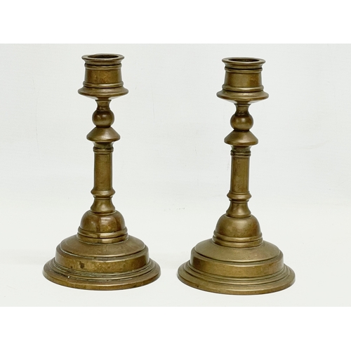 38 - A pair of rare Gusums Bruk brass candlesticks. Sweden. Circa 1900. 10x19cm