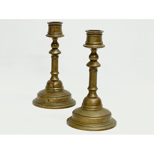 38 - A pair of rare Gusums Bruk brass candlesticks. Sweden. Circa 1900. 10x19cm