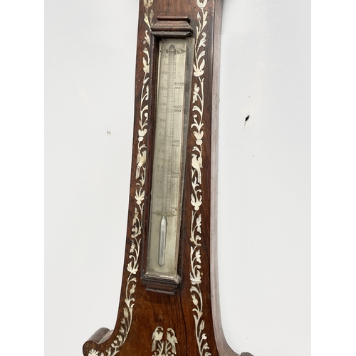 43 - A William IV rosewood barometer with Mother of Pearl inlaid. By G. Fillinger. Circa 1830. 32.5x103.5... 