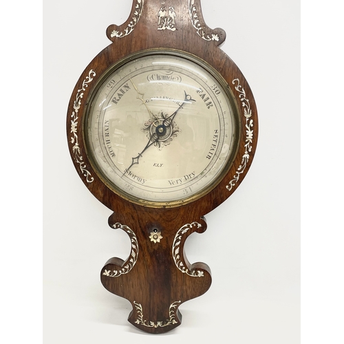 43 - A William IV rosewood barometer with Mother of Pearl inlaid. By G. Fillinger. Circa 1830. 32.5x103.5... 