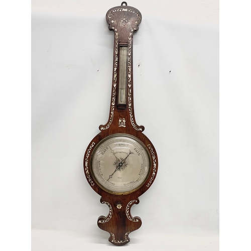 43 - A William IV rosewood barometer with Mother of Pearl inlaid. By G. Fillinger. Circa 1830. 32.5x103.5... 