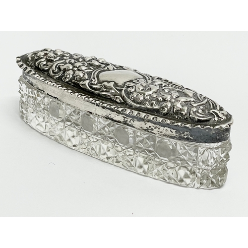 165 - An early 20th century silver top vanity jar. Birmingham. 1904. 11x4x3.5cm