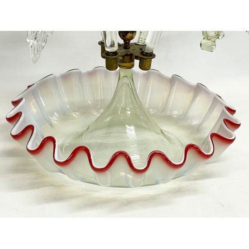 45 - A Victorian Vaseline Glass epergne. 27x42cm.