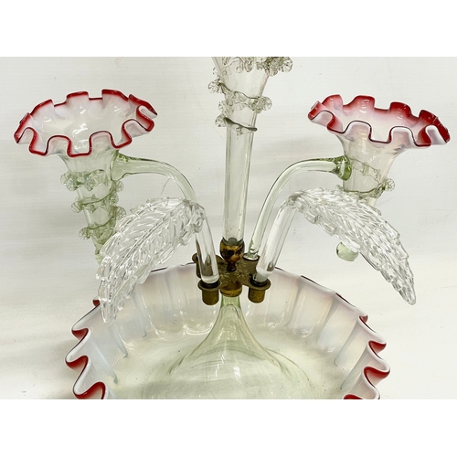 45 - A Victorian Vaseline Glass epergne. 27x42cm.