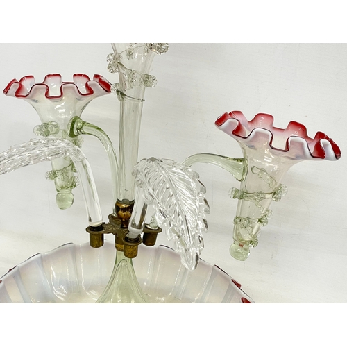 45 - A Victorian Vaseline Glass epergne. 27x42cm.