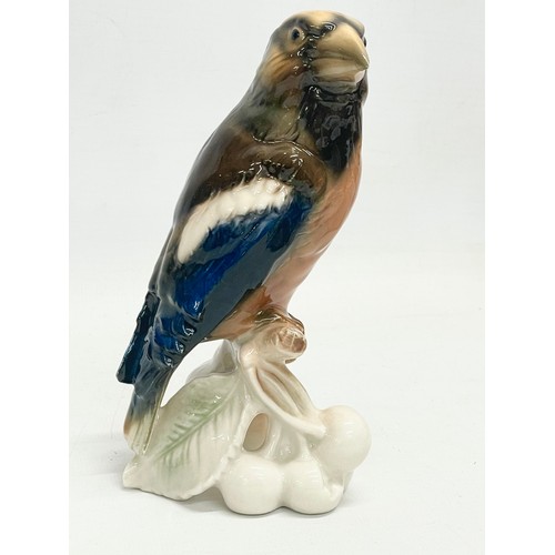 67 - 3 1960’s Goebel pottery birds. A Goebel Waxwing 17cm. A Goebel Robin 12.5cm. A Goebel Hawfinch 16cm.