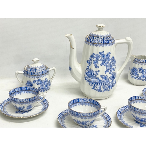 302 - An 11 piece early 20th century fine porcelain ‘China Blau Rosslau’ coffee set by H. Schomberg & Sons... 