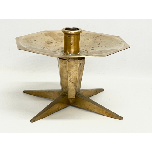 58 - A large Art Deco bronze early 20th century candleholder. Stamped MHG. 24x24x17cm