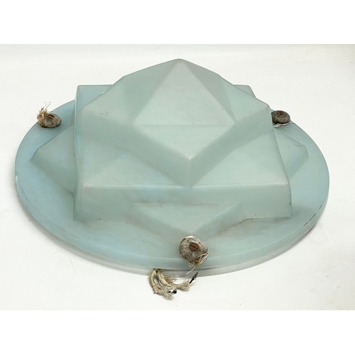 114 - A 1920’s Art Deco frosted glass light shade. 35x14cm