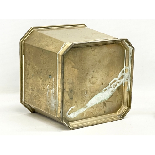 59 - An early 20th century heavy brass jardiniere. Circa 1900-1920 22.5x22.5x19cm