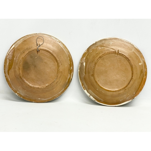 306 - A pair of early 20th century Transylvanian glazed ceramic peasant plates. 24.5cm