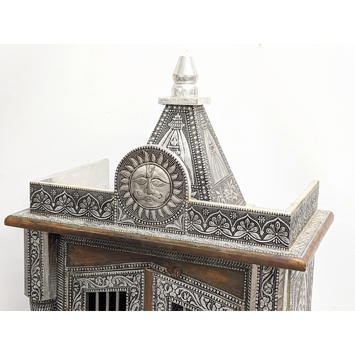 331 - A wooden Puja Mandir Temple cabinet with drawer. 40.5x24x75cm