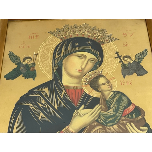 122 - An early 20th century oil painting of Madonna & Child. Our Lady of Perpetual Help. 47x59cm