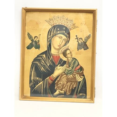 122 - An early 20th century oil painting of Madonna & Child. Our Lady of Perpetual Help. 47x59cm