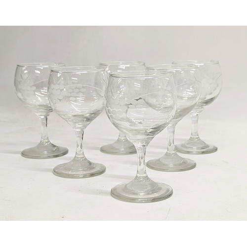 351 - A 12 piece etched glass drinks set. Decanter measures 29cm.