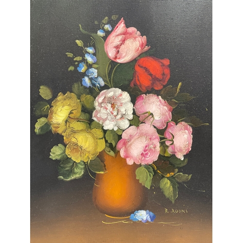 354 - A Still Life oil painting by R. Rosini. 40x50cm. Frame 56x66cm