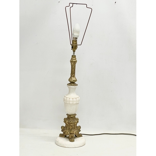 356 - A large vintage ornate brass and marble table lamp. Base measures 56cm