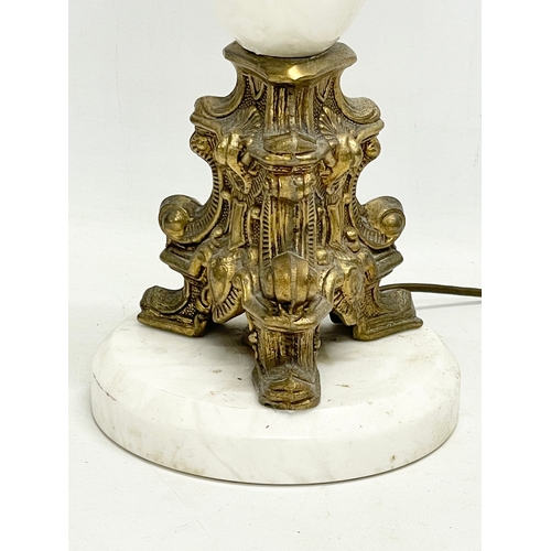 356 - A large vintage ornate brass and marble table lamp. Base measures 56cm