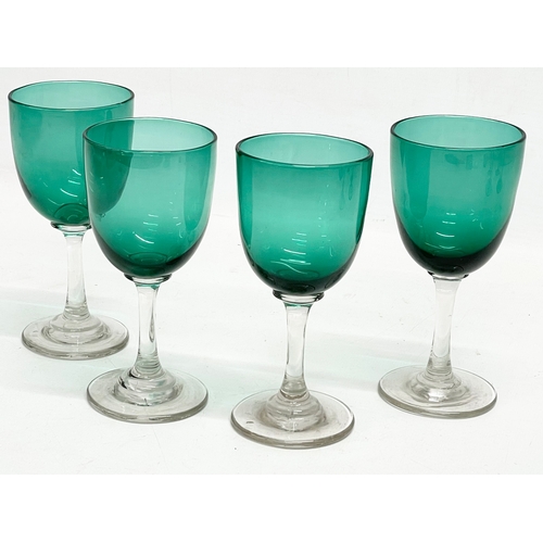 321 - A set of 4 late 19th/early 20th century Bristol Green wine glasses. In the early to mid 19th century... 