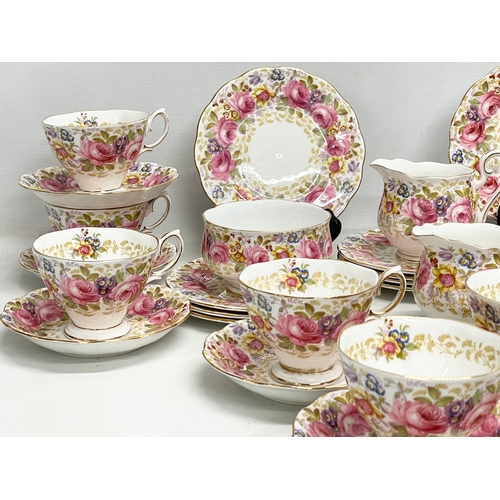 63 - A 39 piece Royal Albert ‘Serena’ tea service. 2 milk jugs. 2 sugar bowls. 12 sandwich plates. 11 sau... 