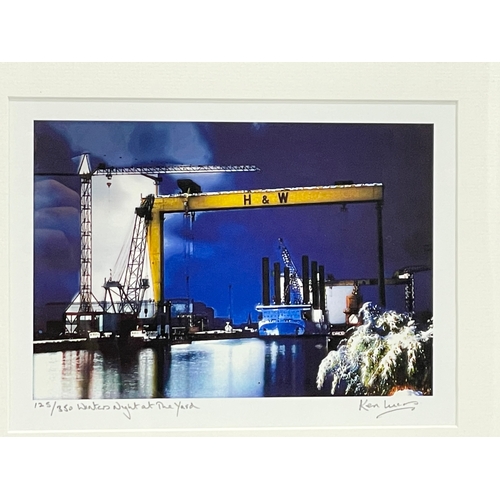 364 - A signed Limited Edition print by Ken Lucas. Winters Night at the Yard. 125/350. 39x33cm