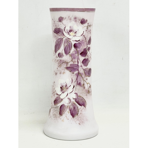 378 - A collection of Victorian glass vases. Some with hand painted decoration. 24cm