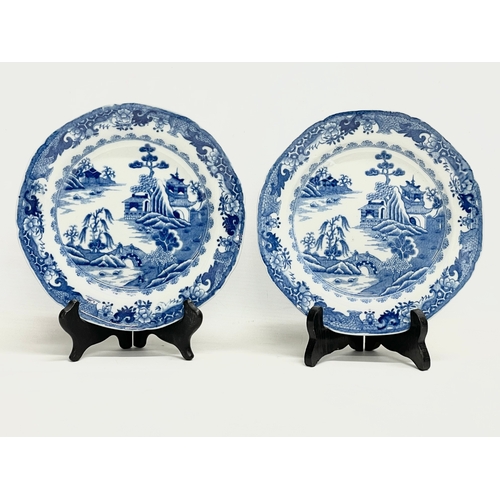 391 - A set of 4 Regency period early 19th century blue and white Chinese design porcelain plates. England... 