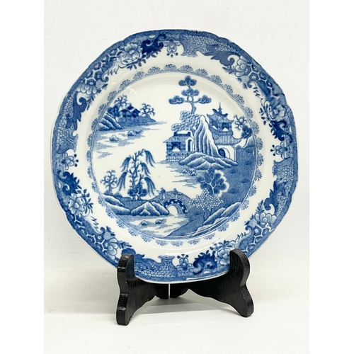 391 - A set of 4 Regency period early 19th century blue and white Chinese design porcelain plates. England... 