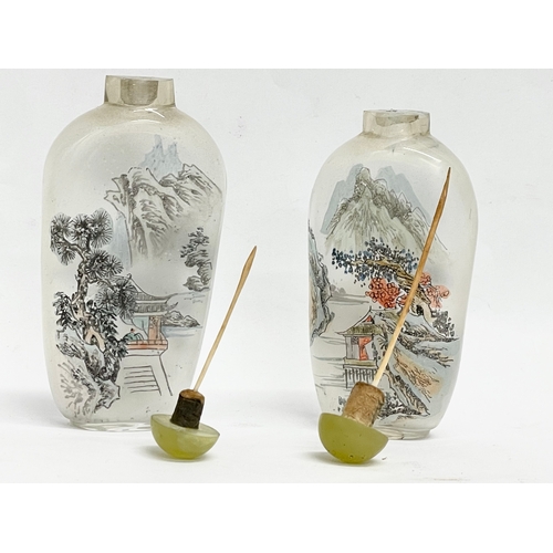 387 - 2 late 19th/early 20th century Chinese inside painted snuff bottles. Circa 1900. 9.5cm