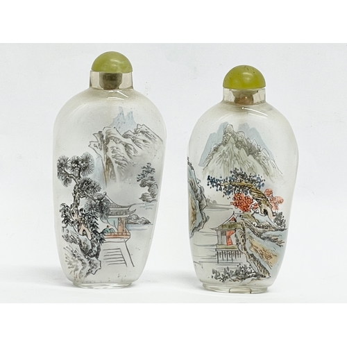 387 - 2 late 19th/early 20th century Chinese inside painted snuff bottles. Circa 1900. 9.5cm