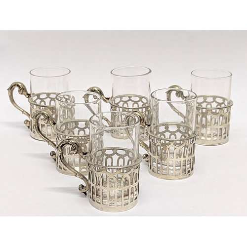 195C - A set of 6 ornate silver mounted liqueur glasses. William Comyns & Sons Ltd, London, 1901. 5cm