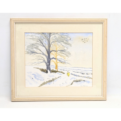 553 - An original watercolor painting by Colin Robinson. 47x40cm with frame, 33.5x26.5cm without frame.