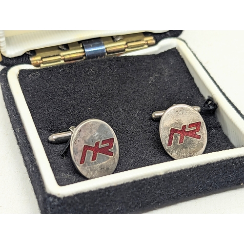 195M - A pair of silver cufflinks, To Commemorate The 150th Anniversary Of Railways In Ireland.