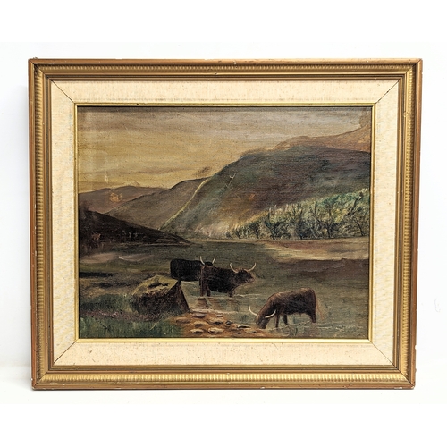 562 - An early 20th century oil painting, signed J. Ritchie. 71x60cm with frame, 54x43cm without frame.