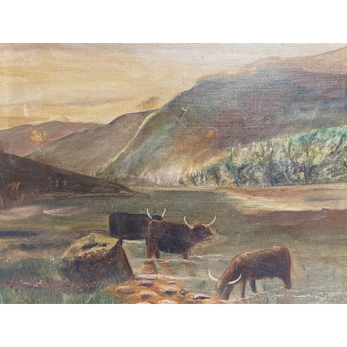 562 - An early 20th century oil painting, signed J. Ritchie. 71x60cm with frame, 54x43cm without frame.