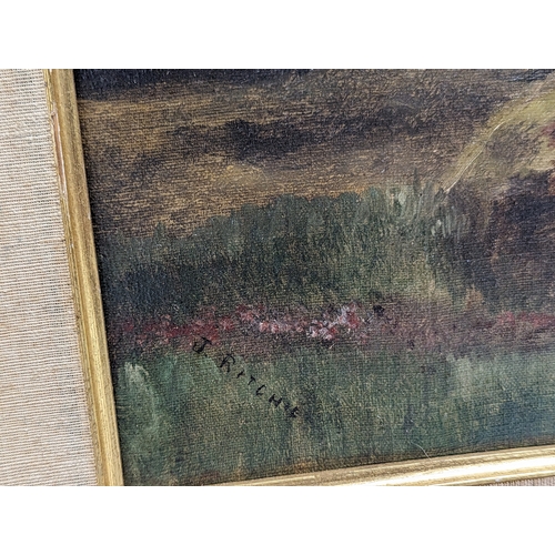 562 - An early 20th century oil painting, signed J. Ritchie. 71x60cm with frame, 54x43cm without frame.